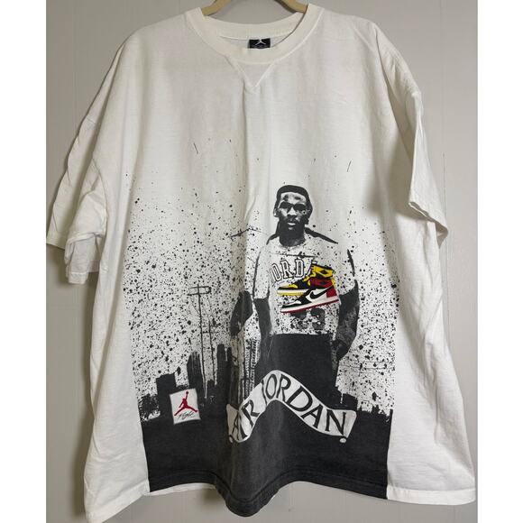 Nike Air Jordan Flight Vintage Y2K 3XL Splatter Paint Front AOP T Shirt - Picture 1 of 8